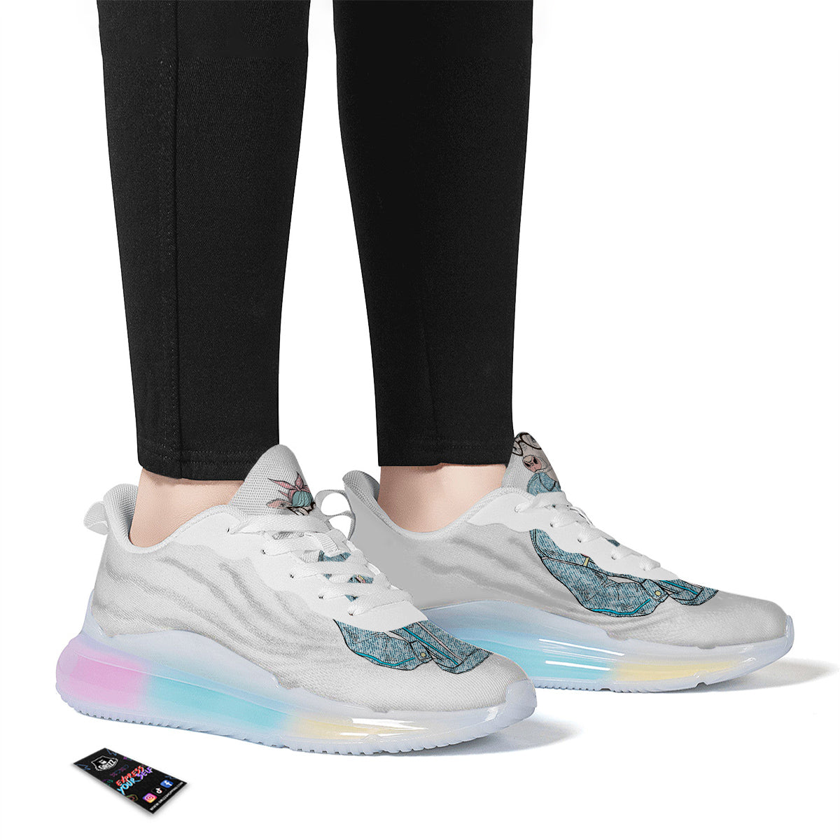 Jeans Cow Denim Print Running Sneakers-grizzshop