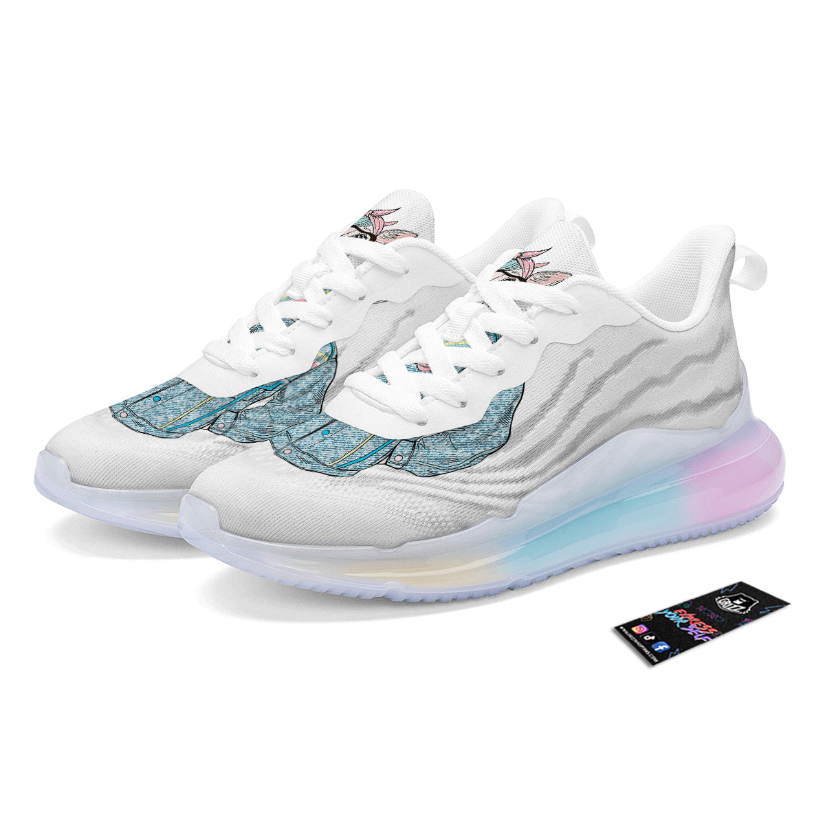 Jeans Cow Denim Print Running Sneakers-grizzshop