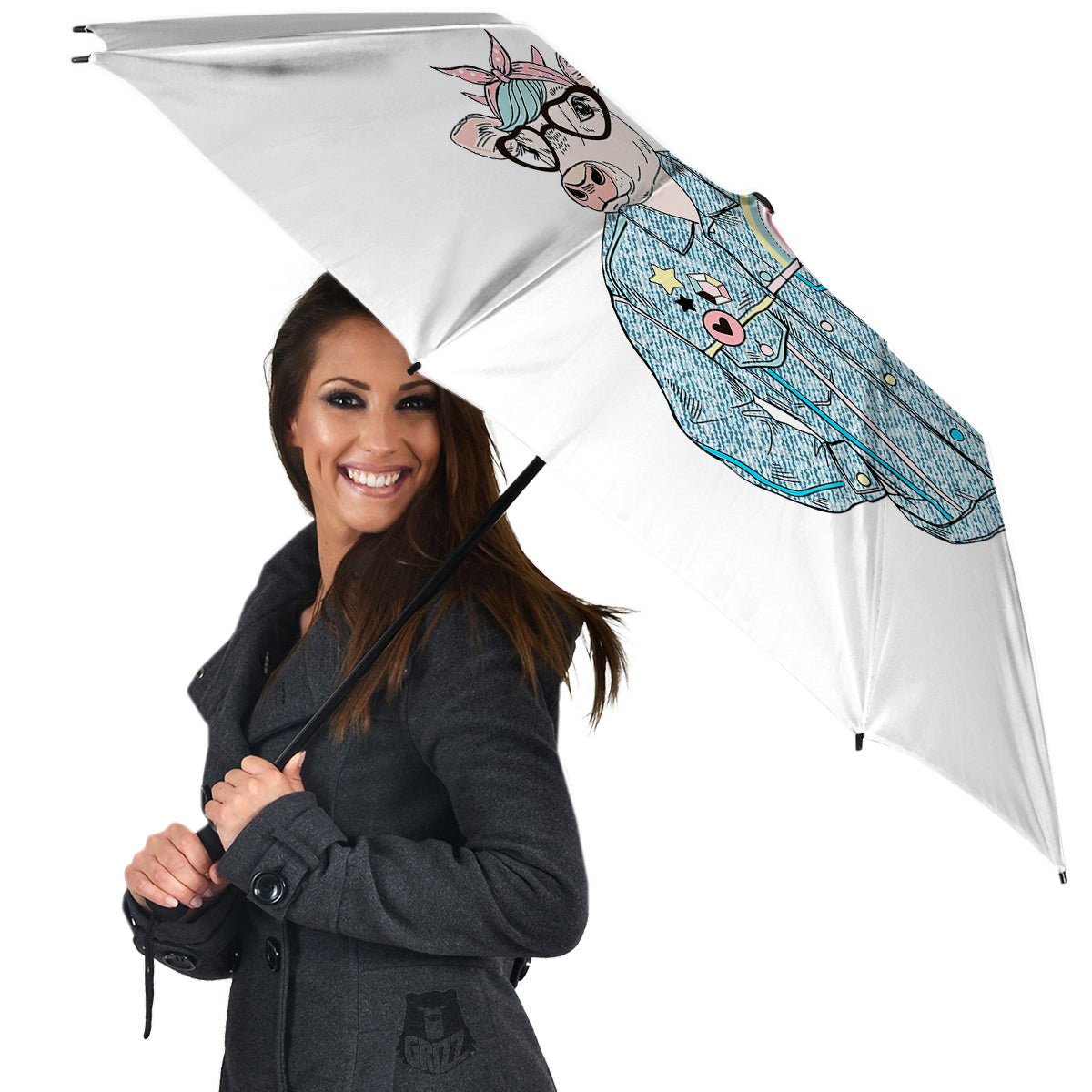Jeans Cow Denim Print Umbrella-grizzshop