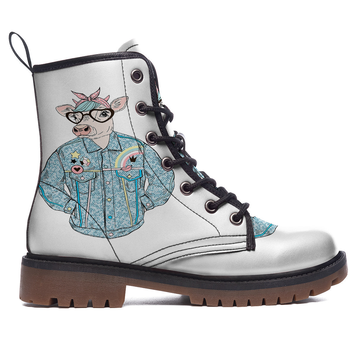 Jeans Cow Denim Print Work Boots-grizzshop