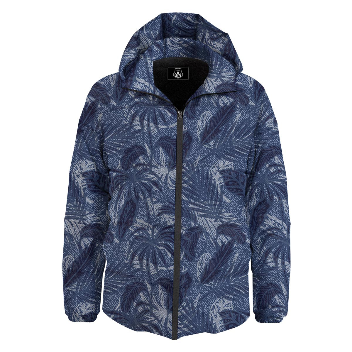 Jeans Denim Tropical Print Pattern Down Jacket-grizzshop