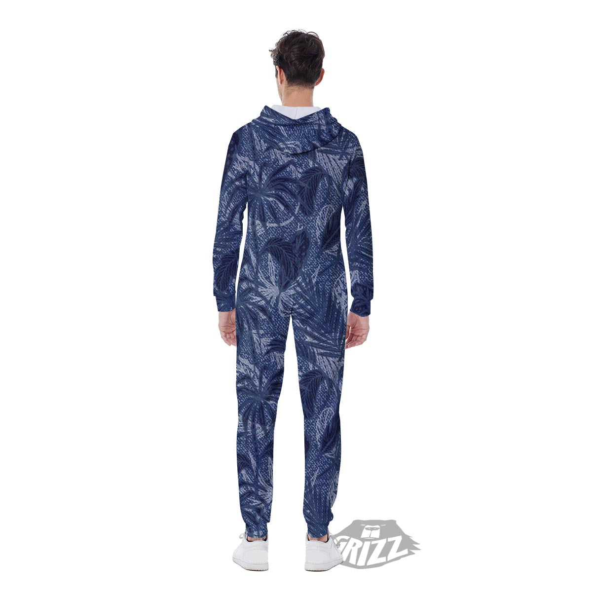 Jeans Denim Tropical Print Pattern Men's Jumpsuit-grizzshop