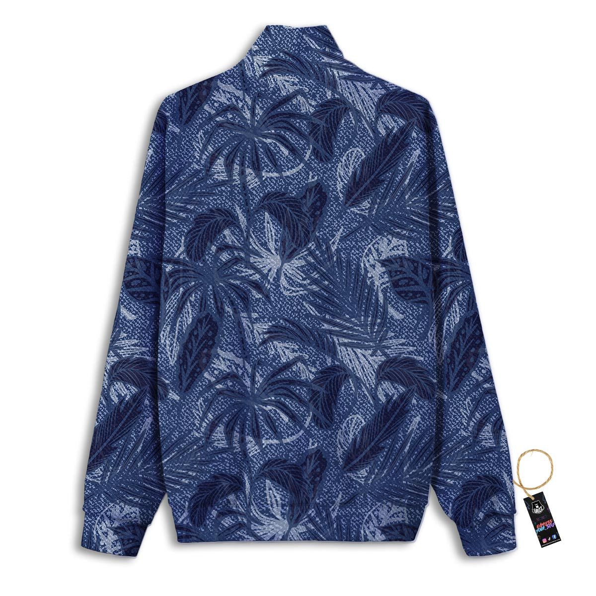 Jeans Denim Tropical Print Pattern Track Jacket-grizzshop