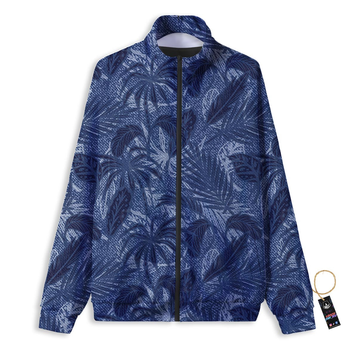 Jeans Denim Tropical Print Pattern Track Jacket-grizzshop