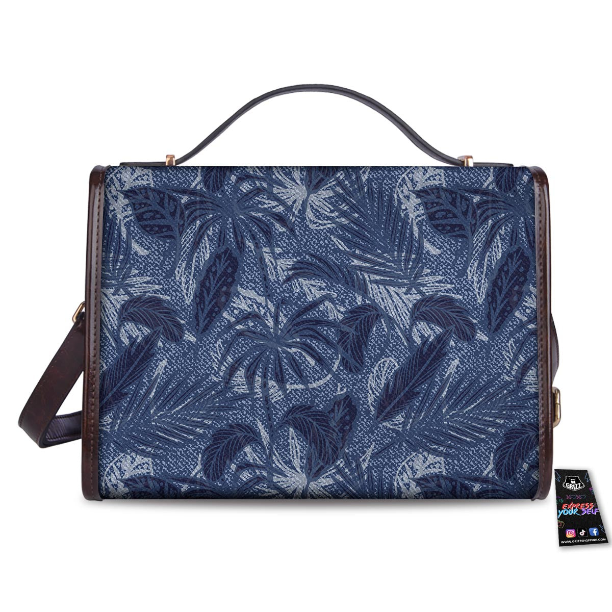 Jeans Denim Tropical Print Pattern Women's Satchel Bag-grizzshop