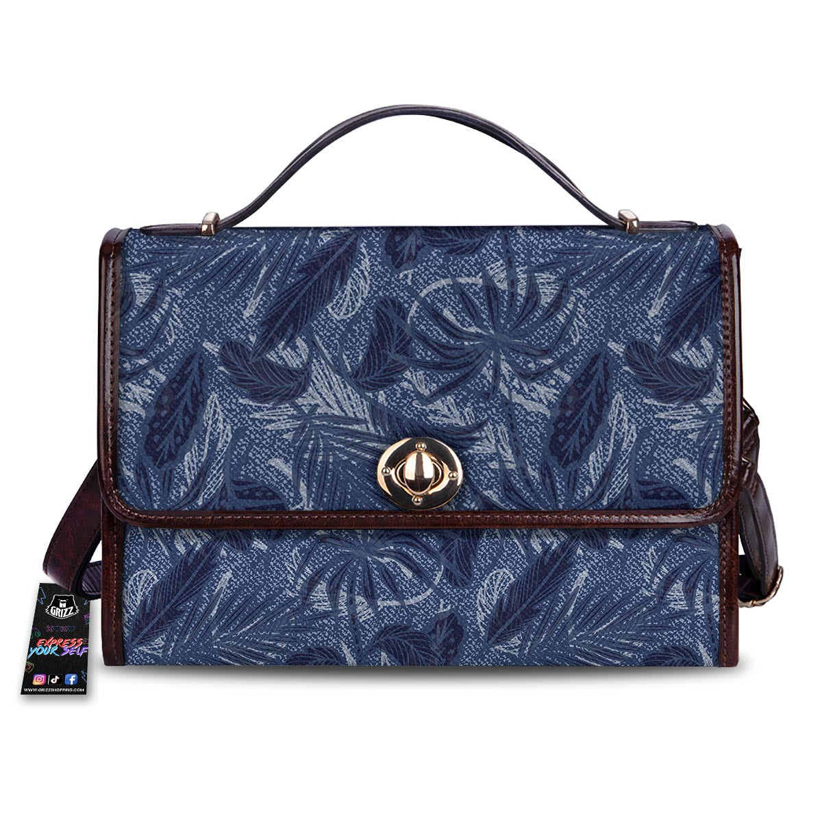 Jeans Denim Tropical Print Pattern Women's Satchel Bag-grizzshop