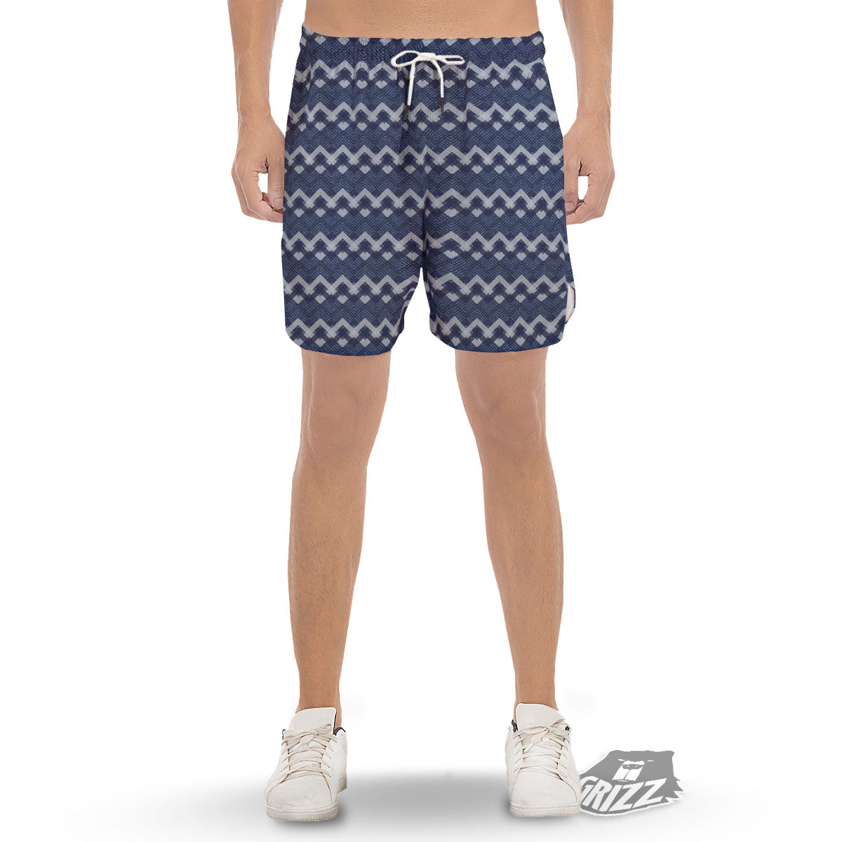 Jeans Geometric Denim Print Pattern Men's Gym Shorts-grizzshop