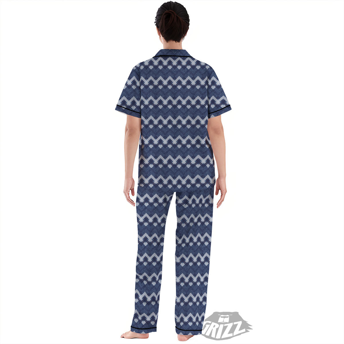Jeans Geometric Denim Print Pattern Women's Pajamas Set-grizzshop