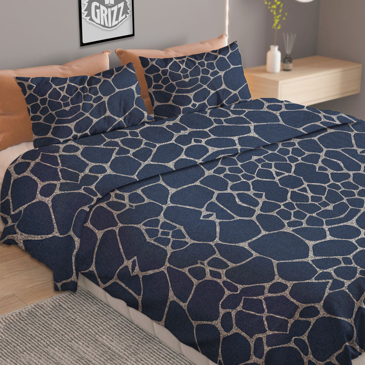 Jeans Giraffe Denim Print Pattern Duvet Cover Bedding Set