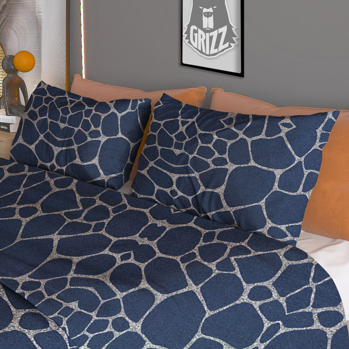 Jeans Giraffe Denim Print Pattern Duvet Cover Bedding Set