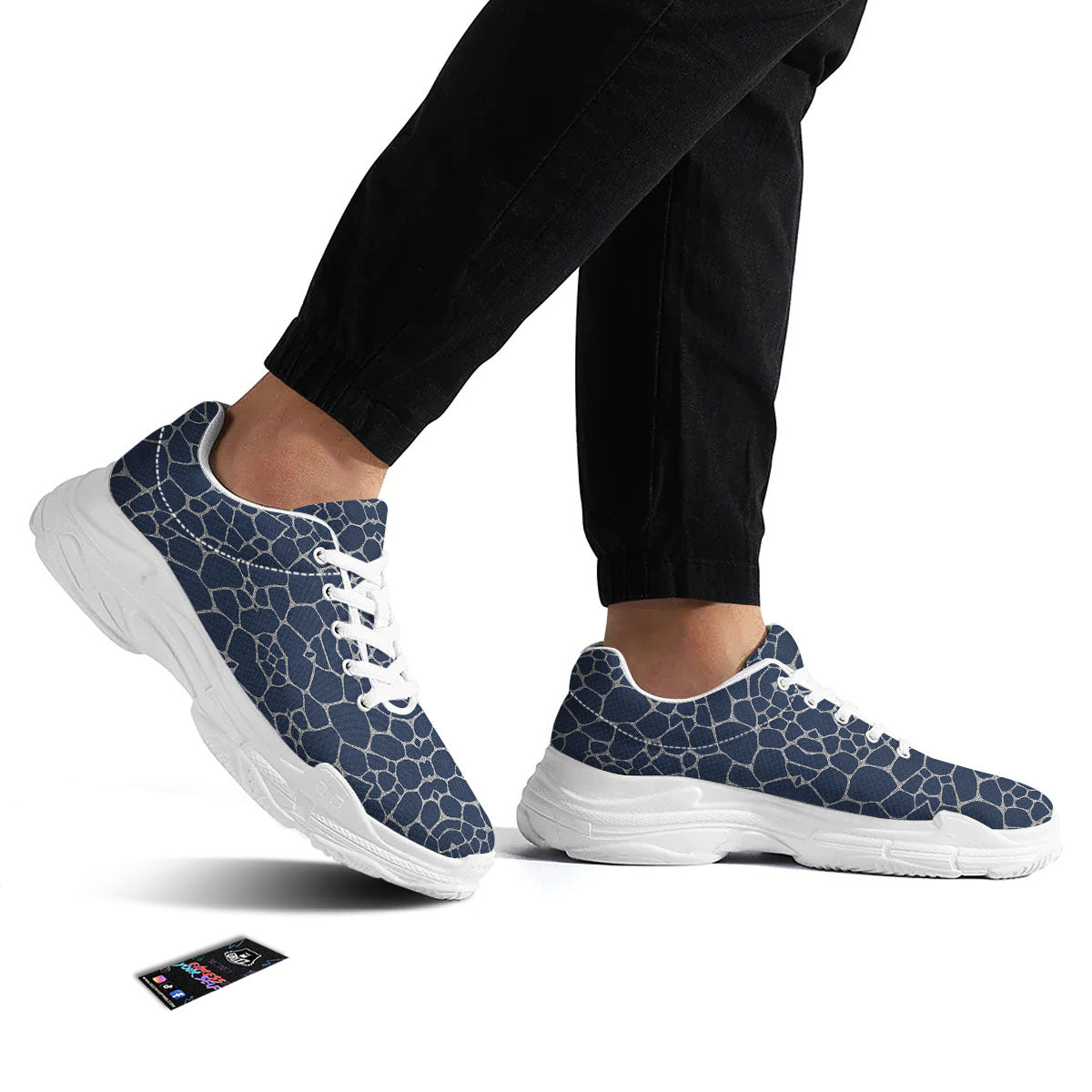 Jeans Giraffe Denim Print Pattern White Chunky Shoes-grizzshop