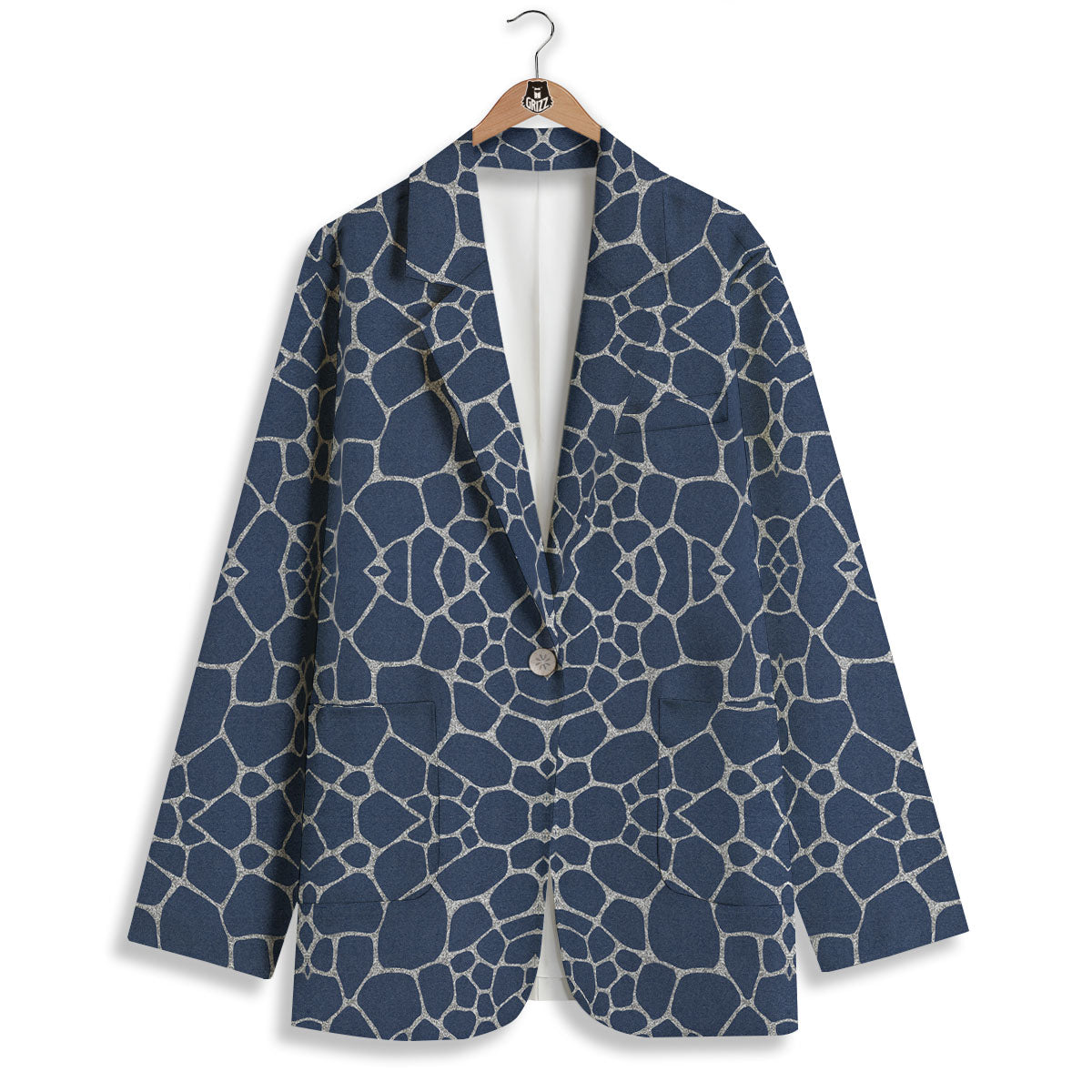 Jeans Giraffe Denim Print Pattern Women's Blazer-grizzshop