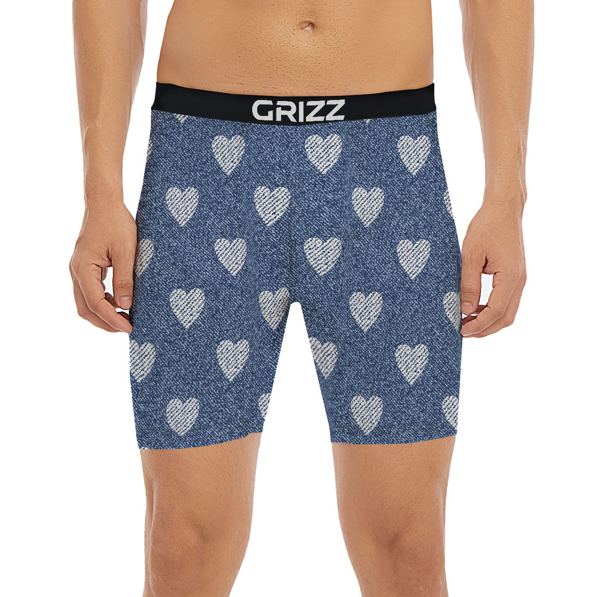 Jeans Heart Denim Print Pattern Boxer Briefs-grizzshop