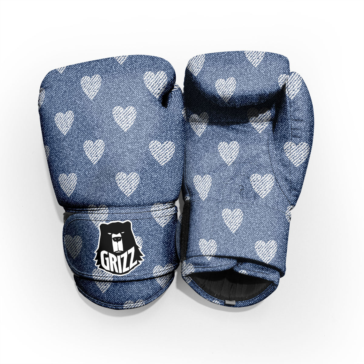 Jeans Heart Denim Print Pattern Pro Boxing Glove