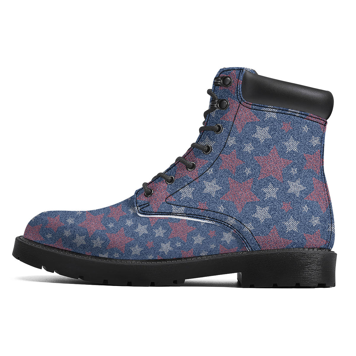 Jeans Star Denim Print Pattern Boots-grizzshop