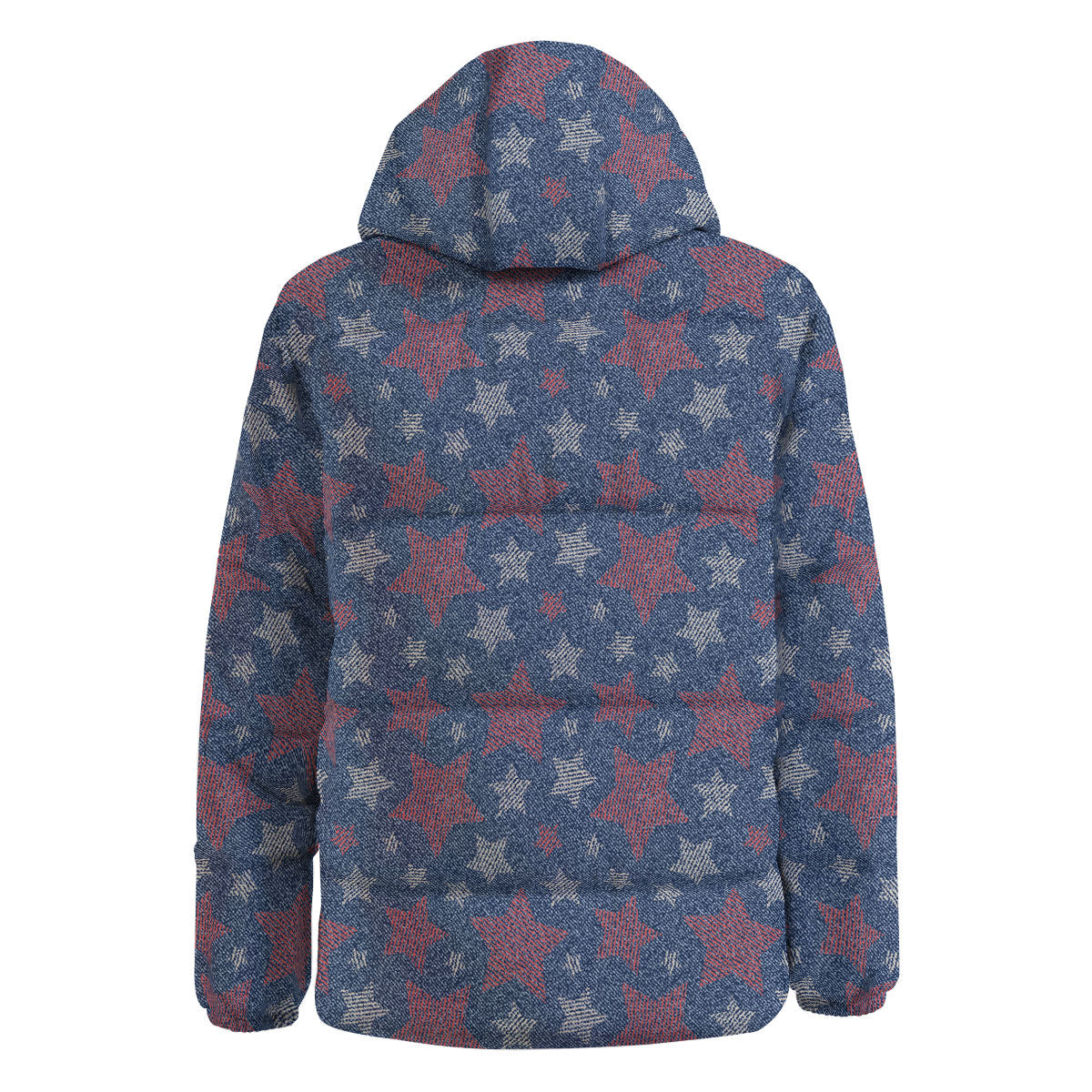 Jeans Star Denim Print Pattern Down Jacket-grizzshop