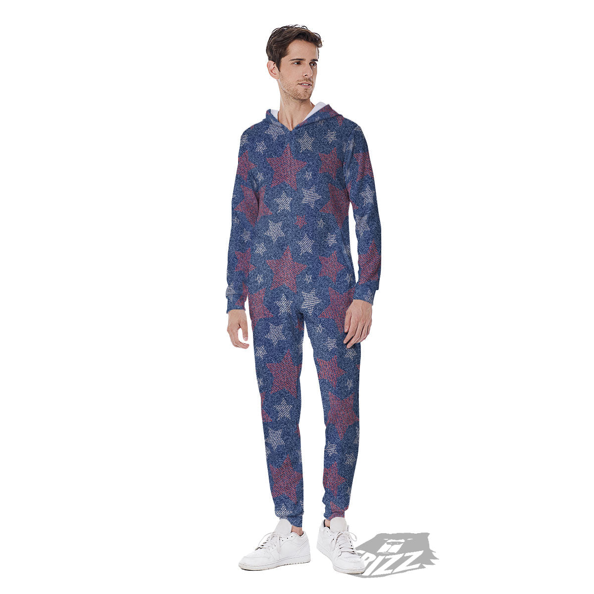 Jeans Star Denim Print Pattern Men's Jumpsuit-grizzshop