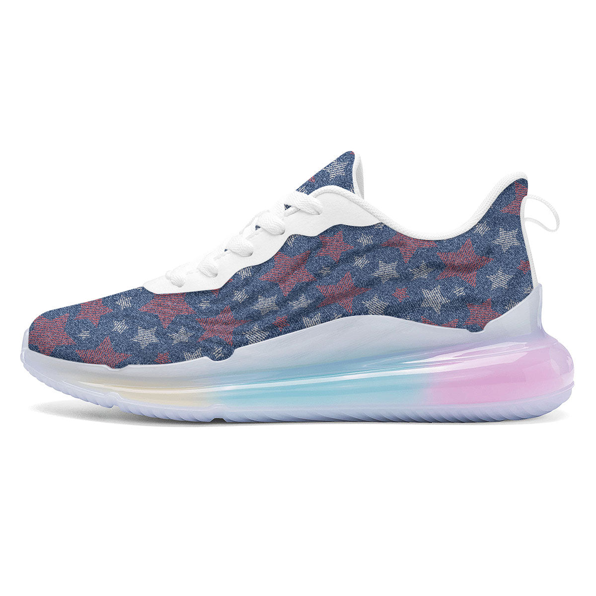 Jeans Star Denim Print Pattern Running Sneakers-grizzshop