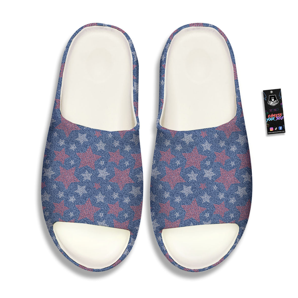 Jeans Star Denim Print Pattern Sandals-grizzshop