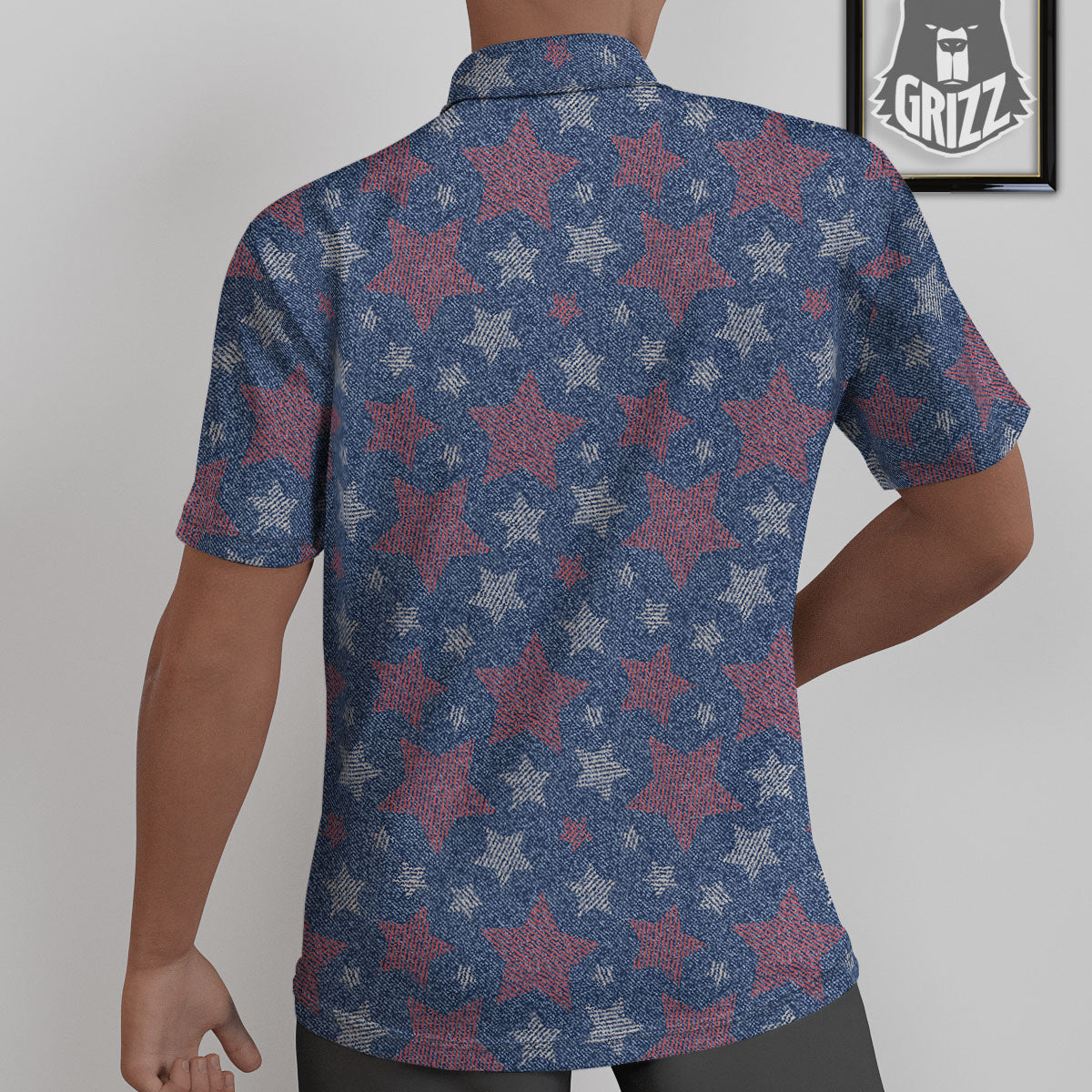Jeans Star Denim Print Pattern Untucked Shirts-grizzshop