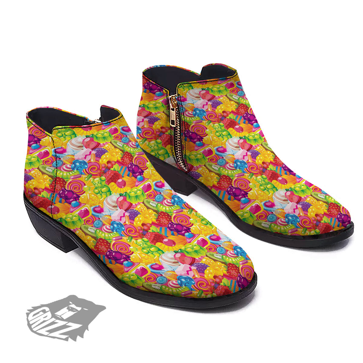 Jelly And Candy Print Pattern Ankle Boots-grizzshop