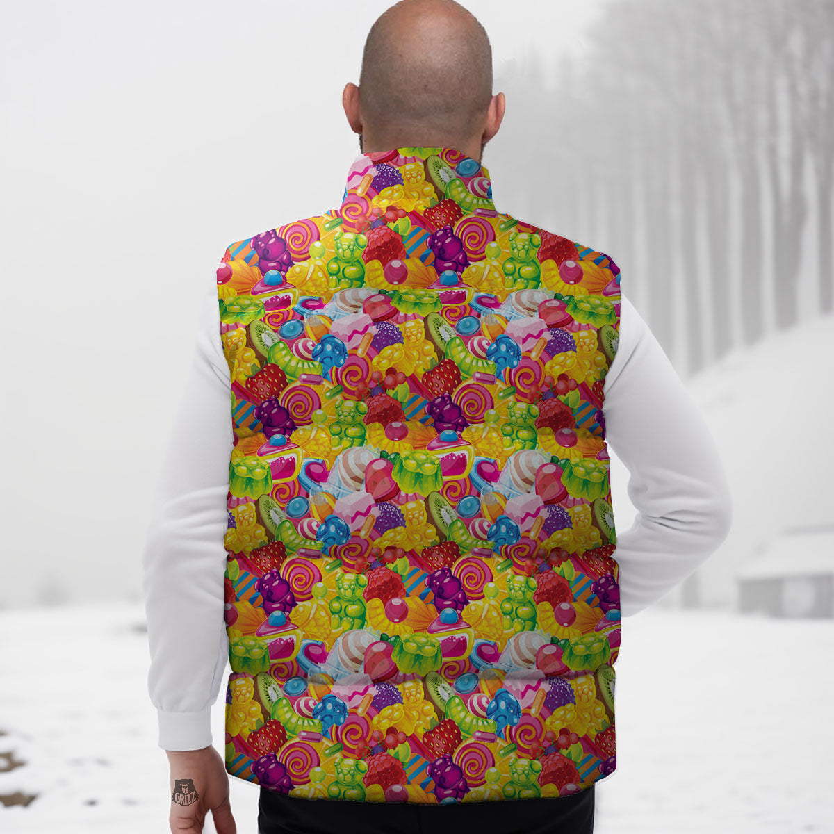 Jelly And Candy Print Pattern Down Vest