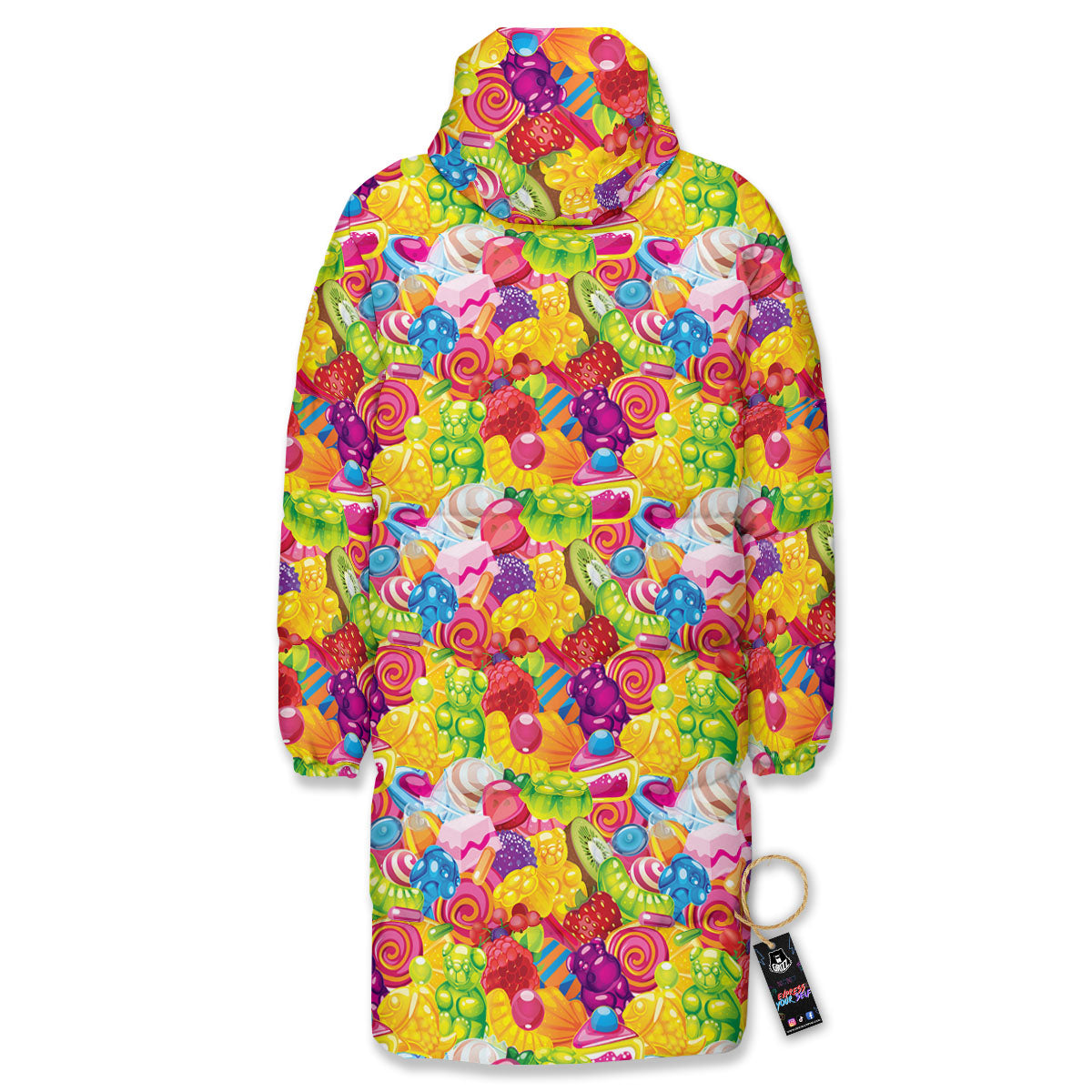 Jelly And Candy Print Pattern Long Down Jacket-grizzshop