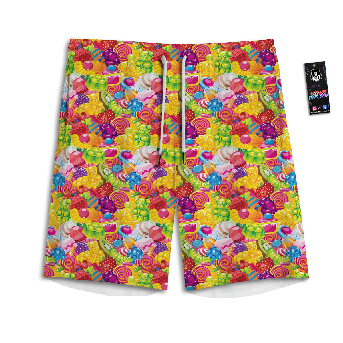 Jelly And Candy Print Pattern Men's Athletic Shorts