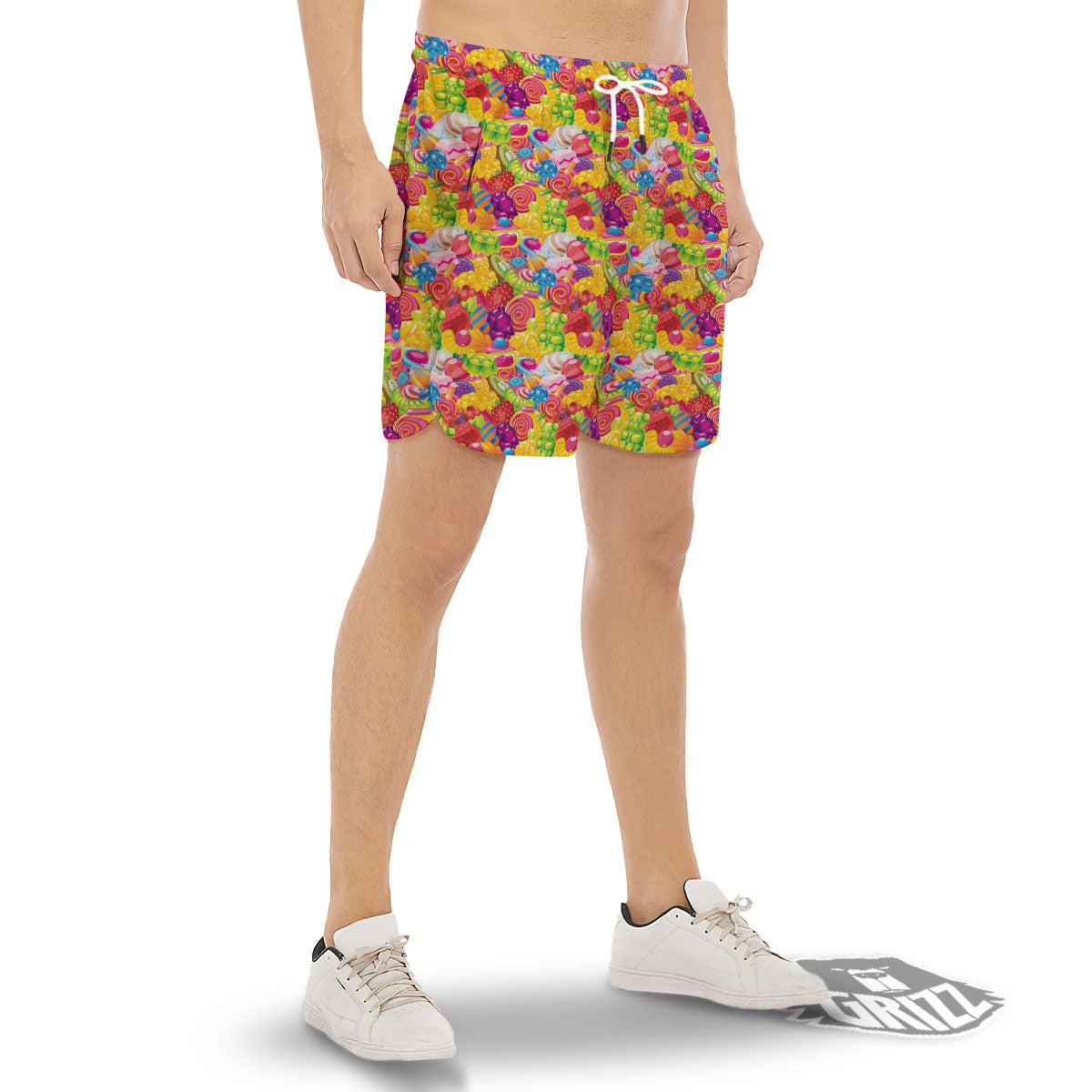 Jelly And Candy Print Pattern Men's Gym Shorts-grizzshop