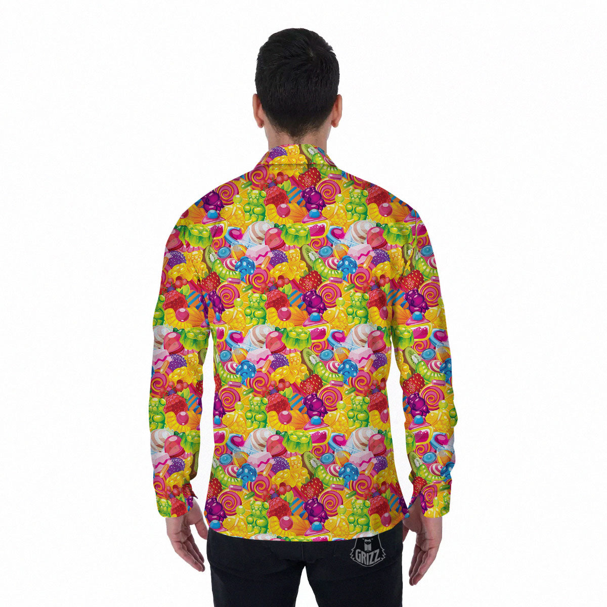 Jelly And Candy Print Pattern Men's Long Sleeve Shirts-grizzshop