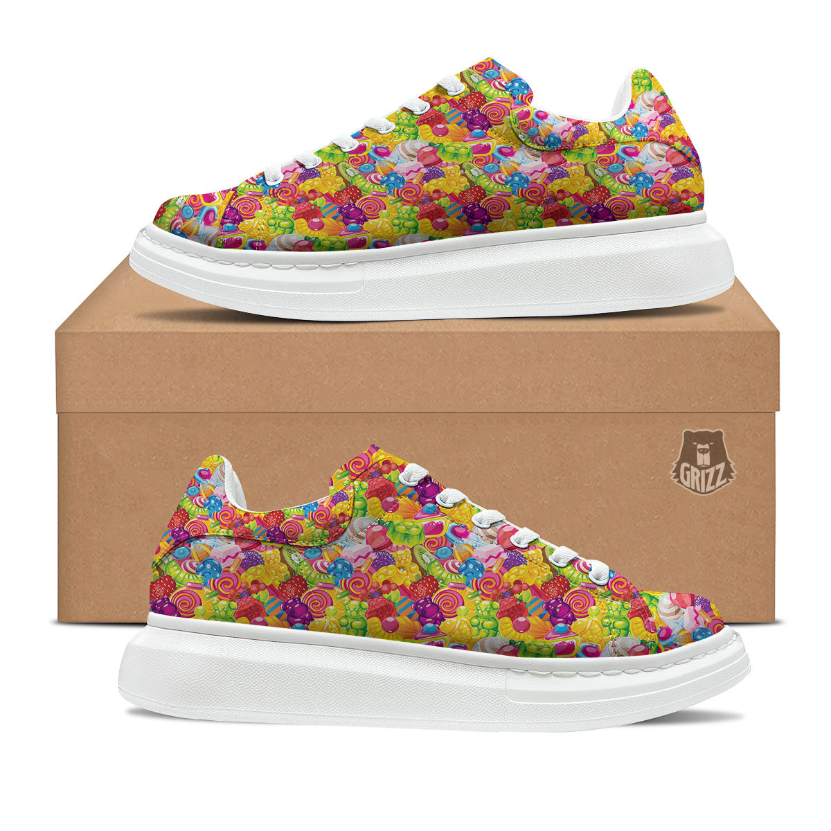 Jelly And Candy Print Pattern Platform Shoes-grizzshop
