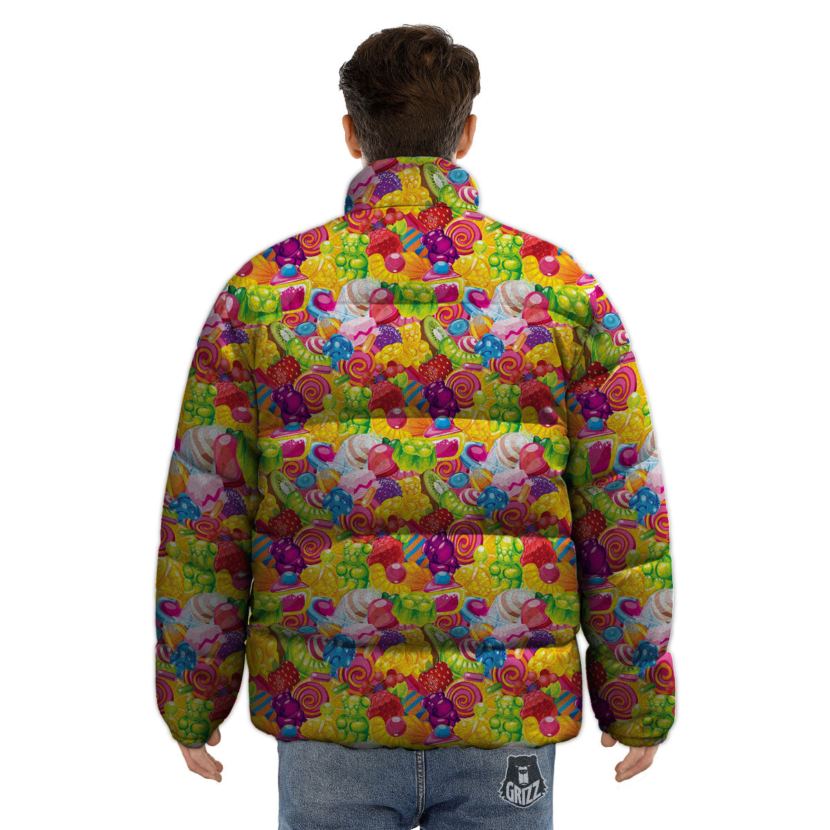 Jelly And Candy Print Pattern Puffer Jacket-grizzshop