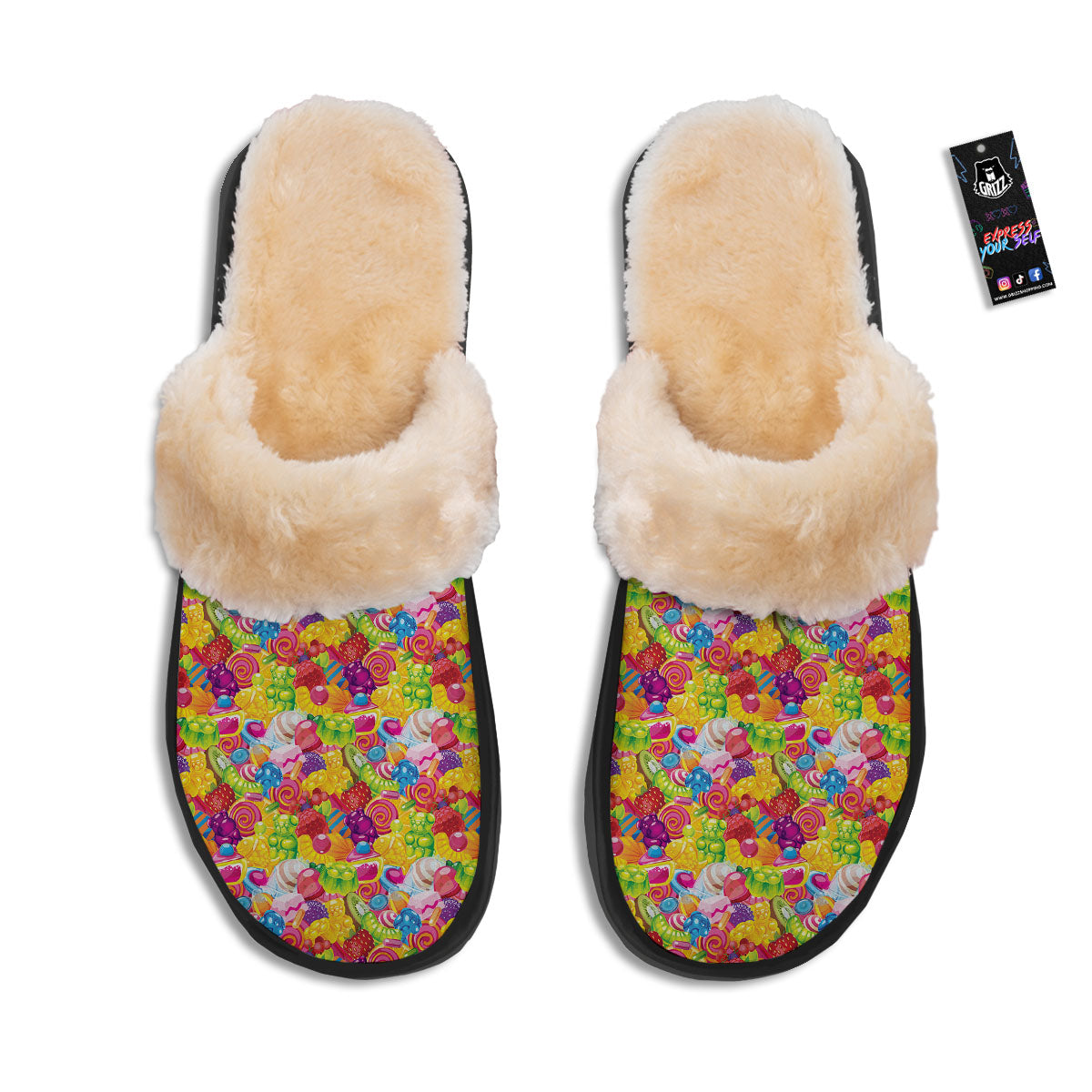 Jelly And Candy Print Pattern Slippers-grizzshop