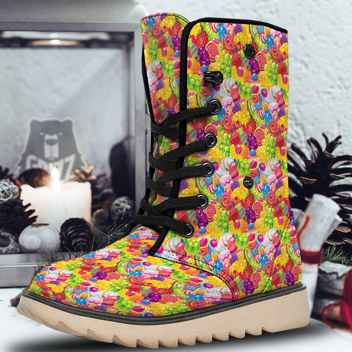 Jelly And Candy Print Pattern Snow Boots-grizzshop