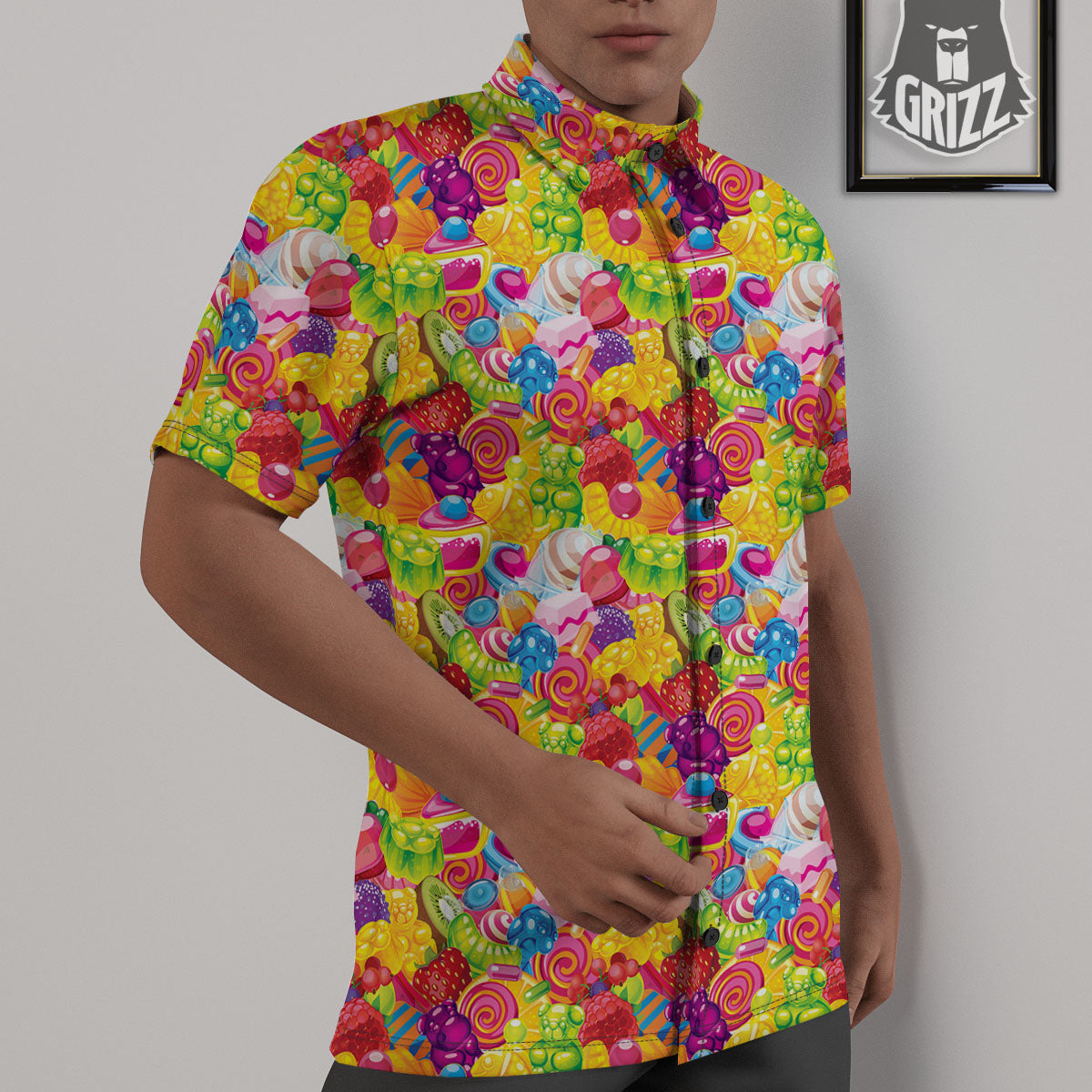 Jelly And Candy Print Pattern Untucked Shirts-grizzshop