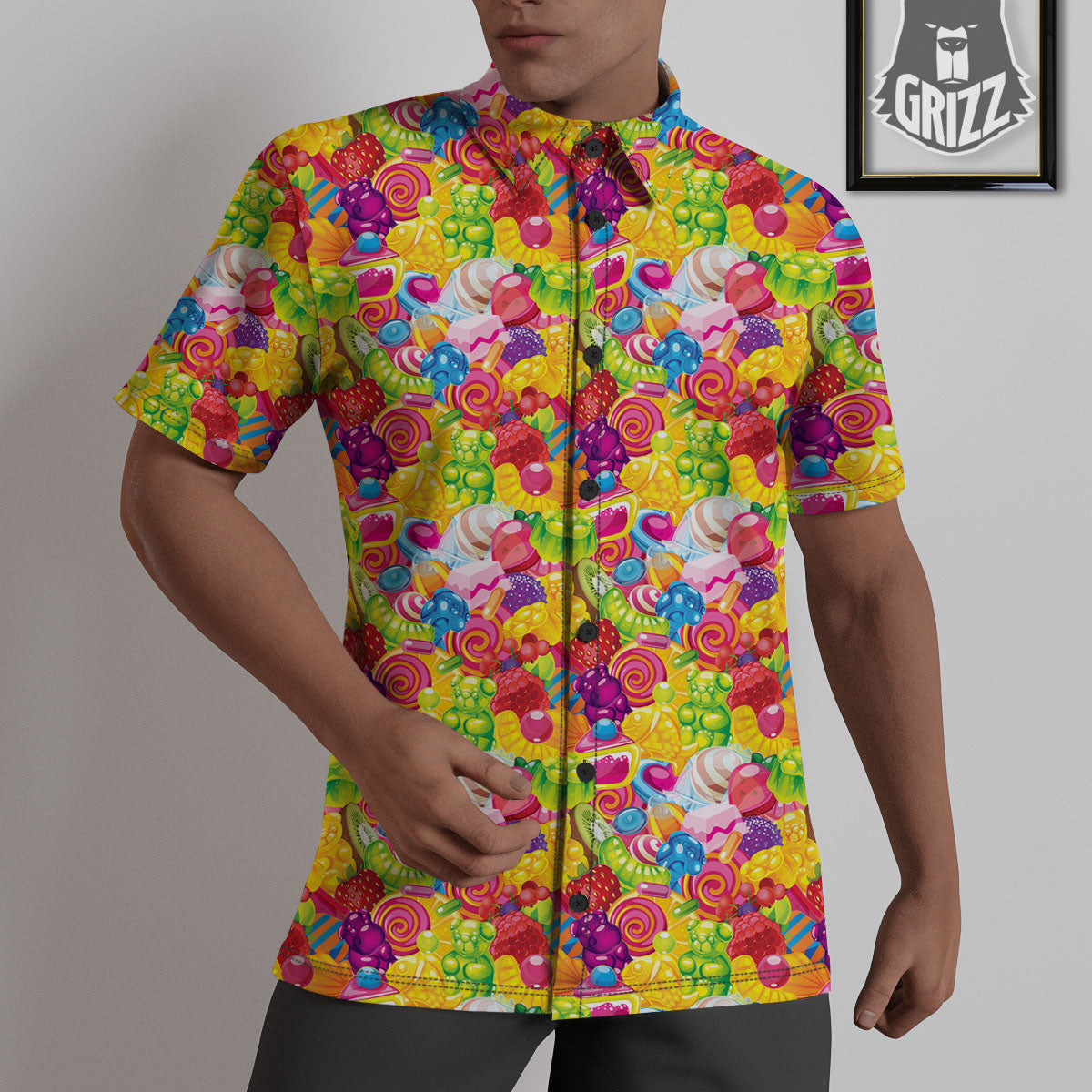 Jelly And Candy Print Pattern Untucked Shirts-grizzshop