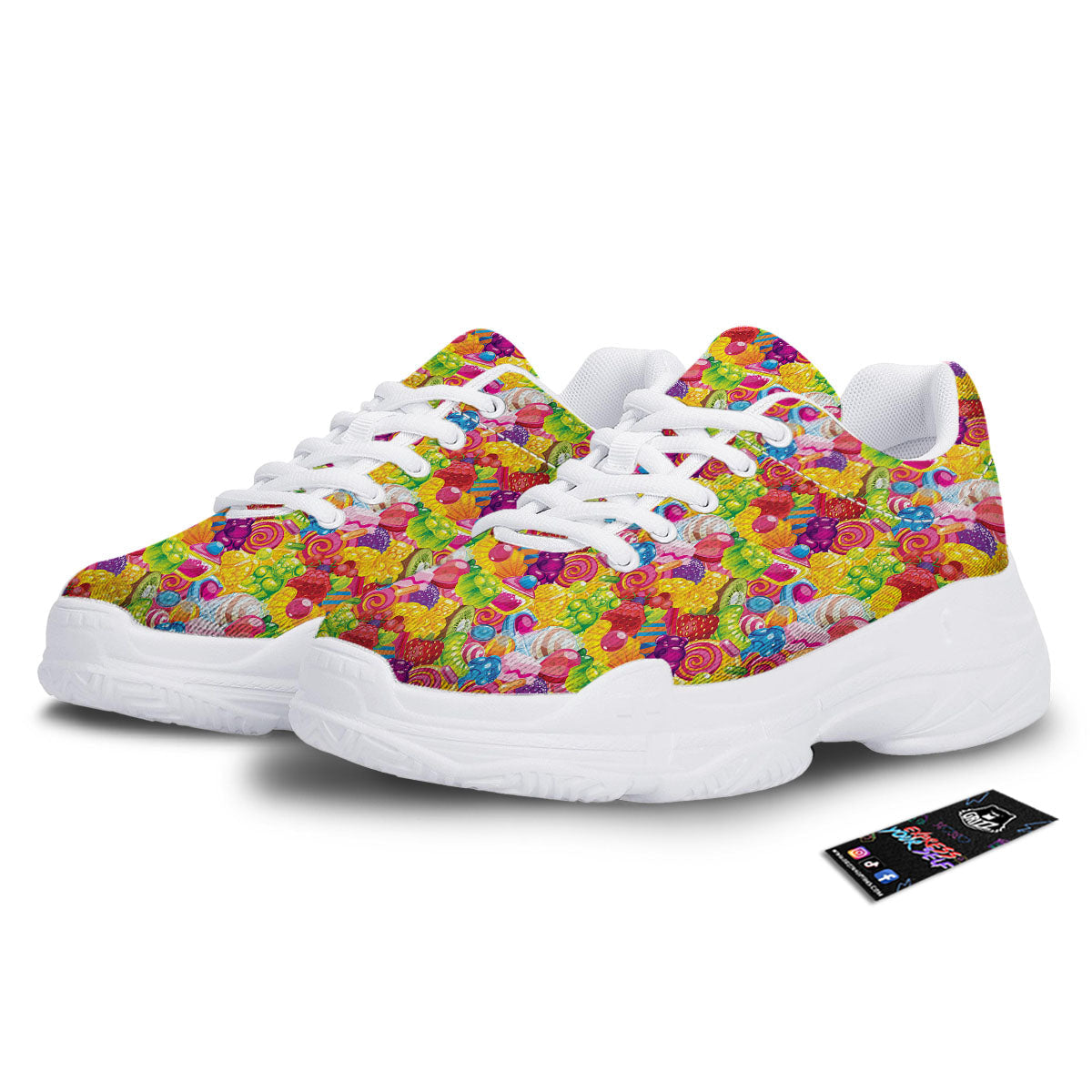 Jelly And Candy Print Pattern White Chunky Shoes-grizzshop