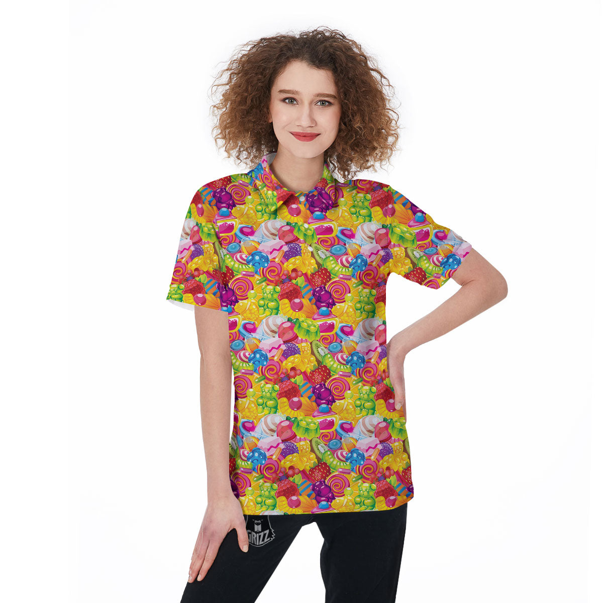 Jelly And Candy Print Pattern Women's Golf Shirts-grizzshop