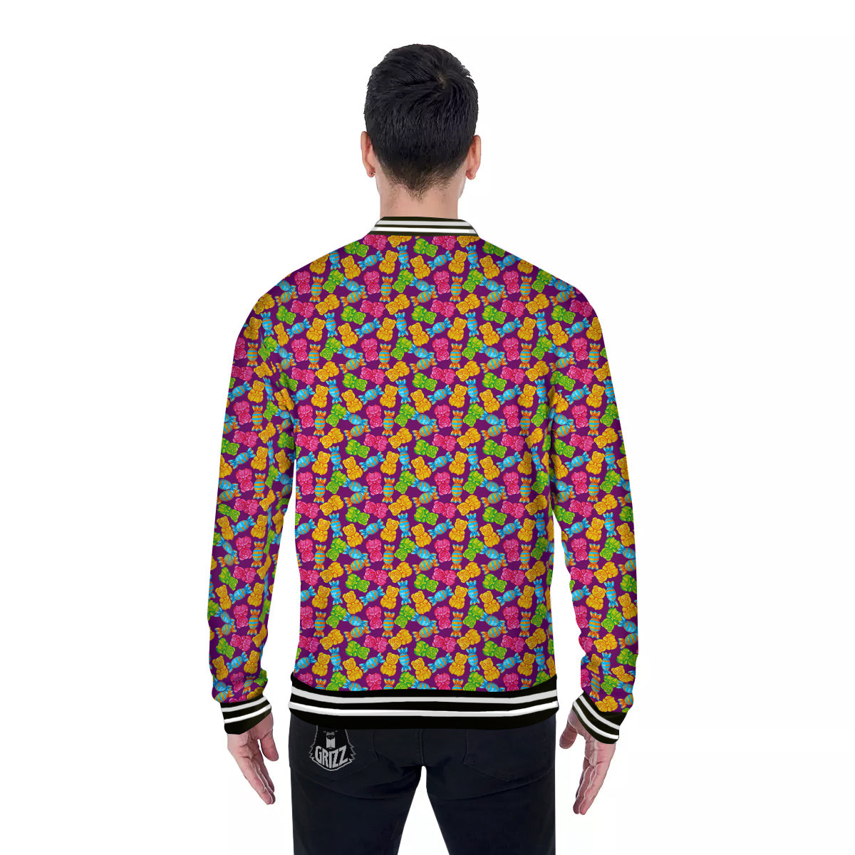 Jelly And Colorful Candy Print Baseball Jacket-grizzshop