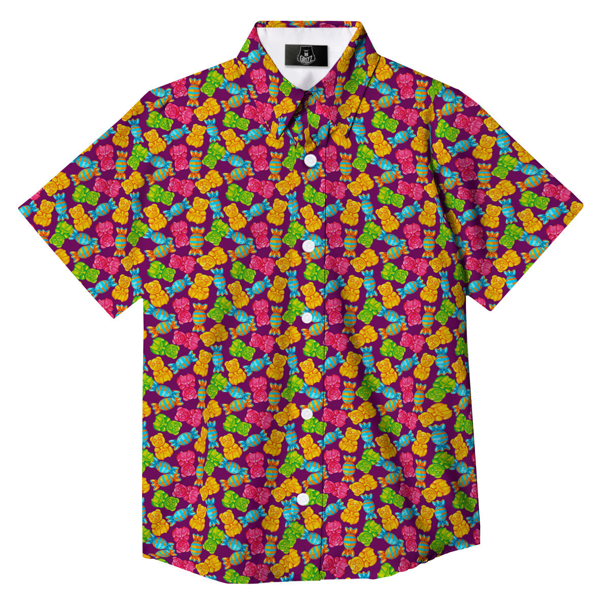 Jelly And Colorful Candy Print Button Up Shirt-grizzshop