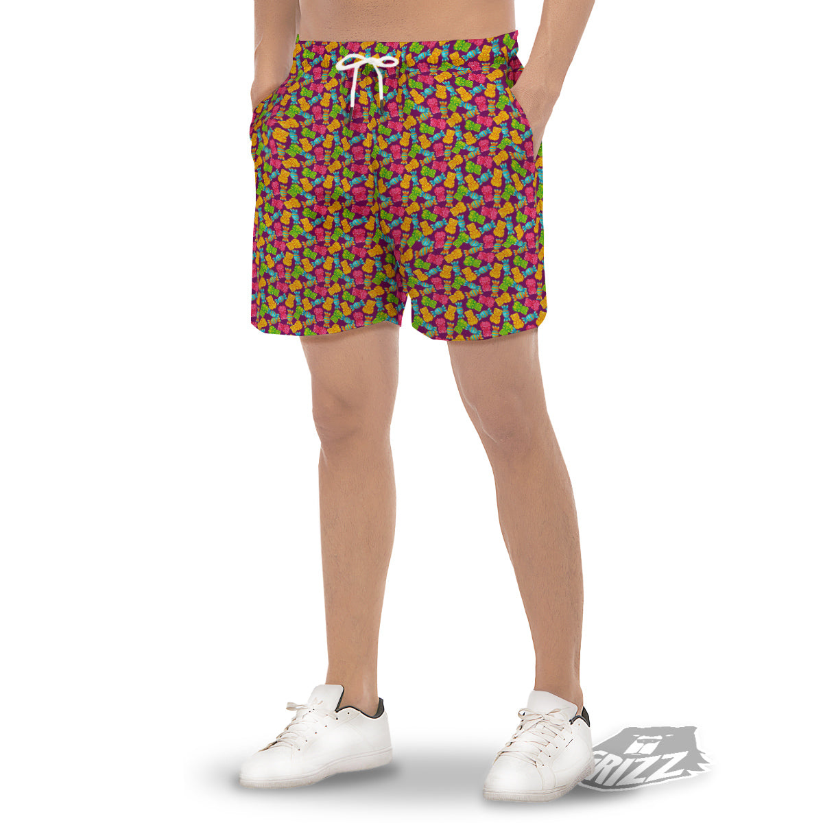 Jelly And Colorful Candy Print Men's Gym Shorts-grizzshop
