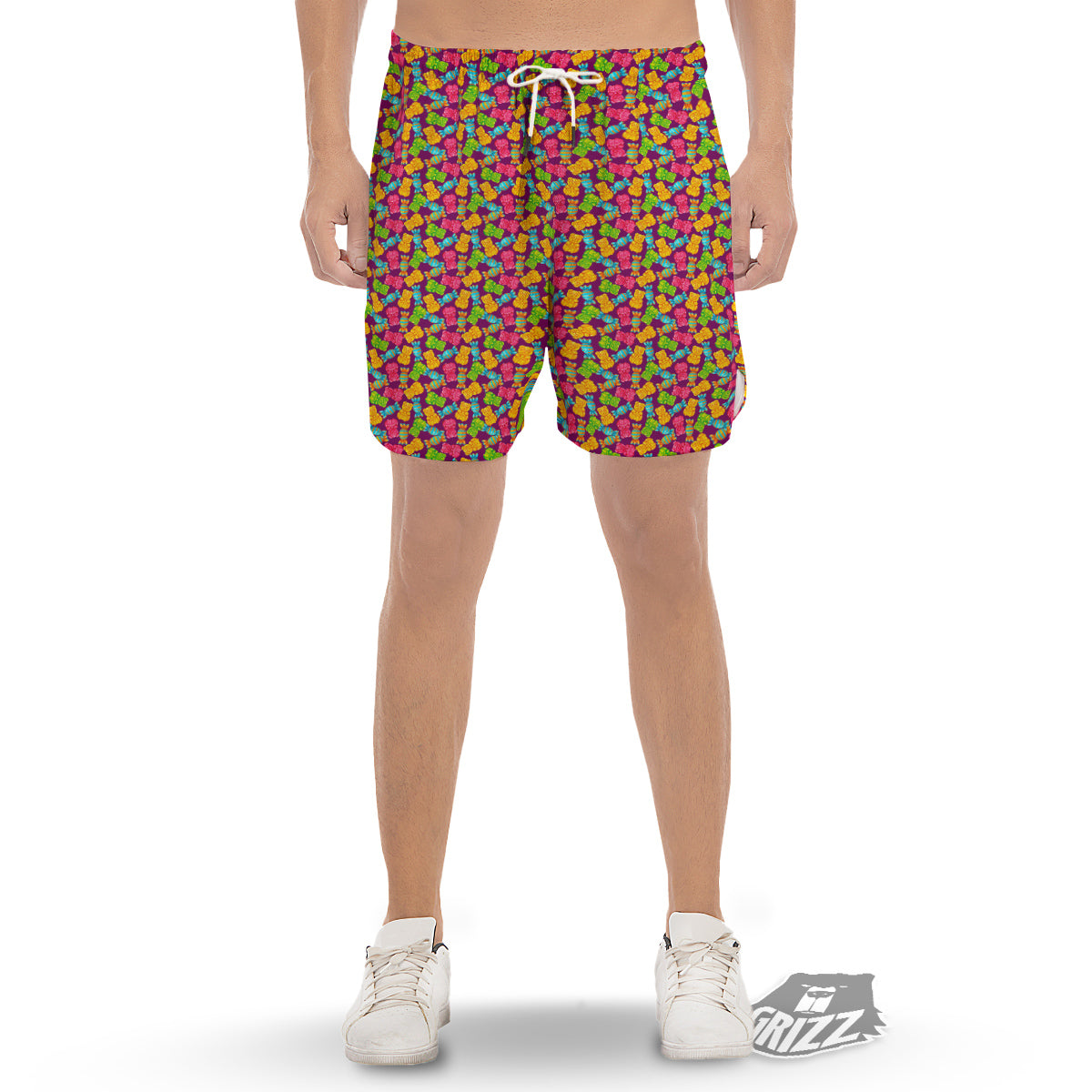 Jelly And Colorful Candy Print Men's Gym Shorts-grizzshop