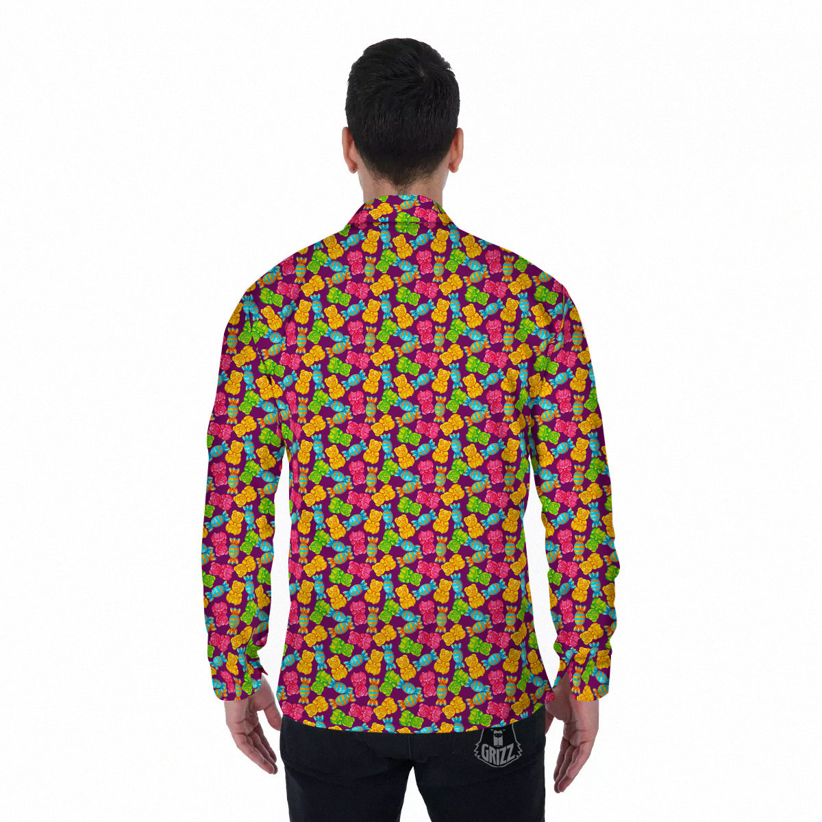 Jelly And Colorful Candy Print Men's Long Sleeve Shirts-grizzshop