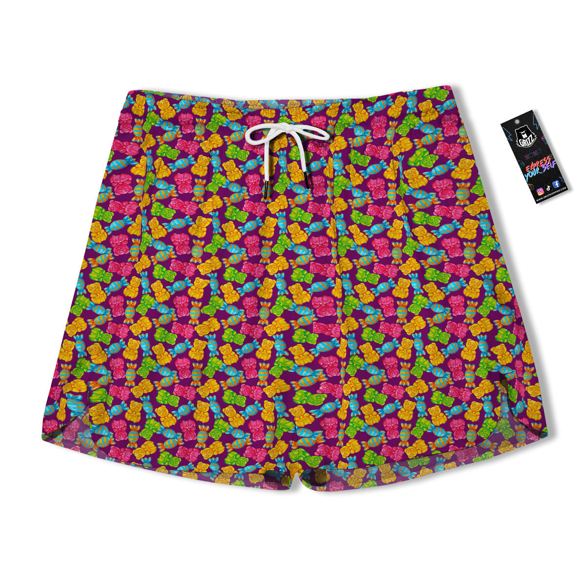 Jelly And Colorful Candy Print Men's Running Shorts-grizzshop