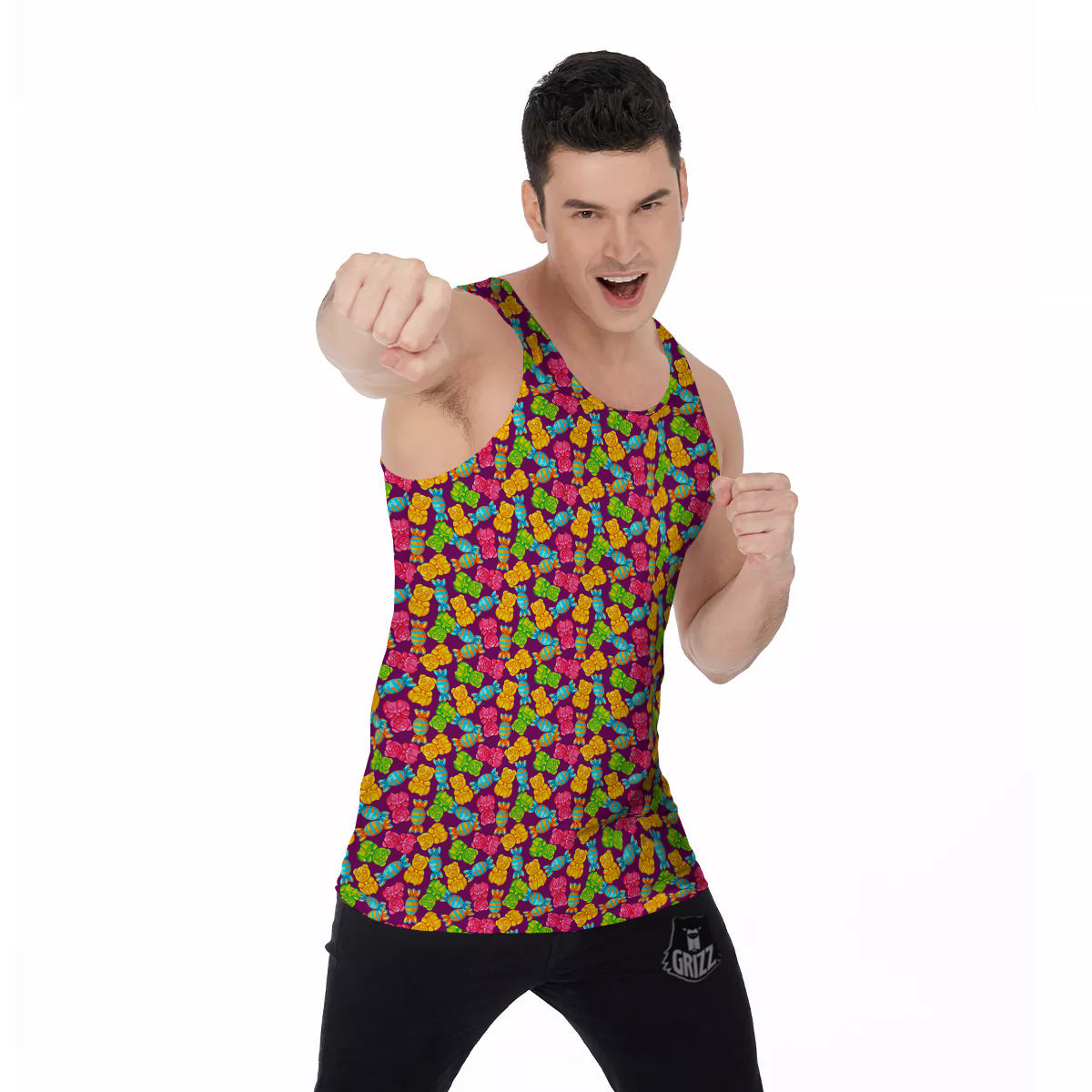 Jelly And Colorful Candy Print Men's Tank Top-grizzshop