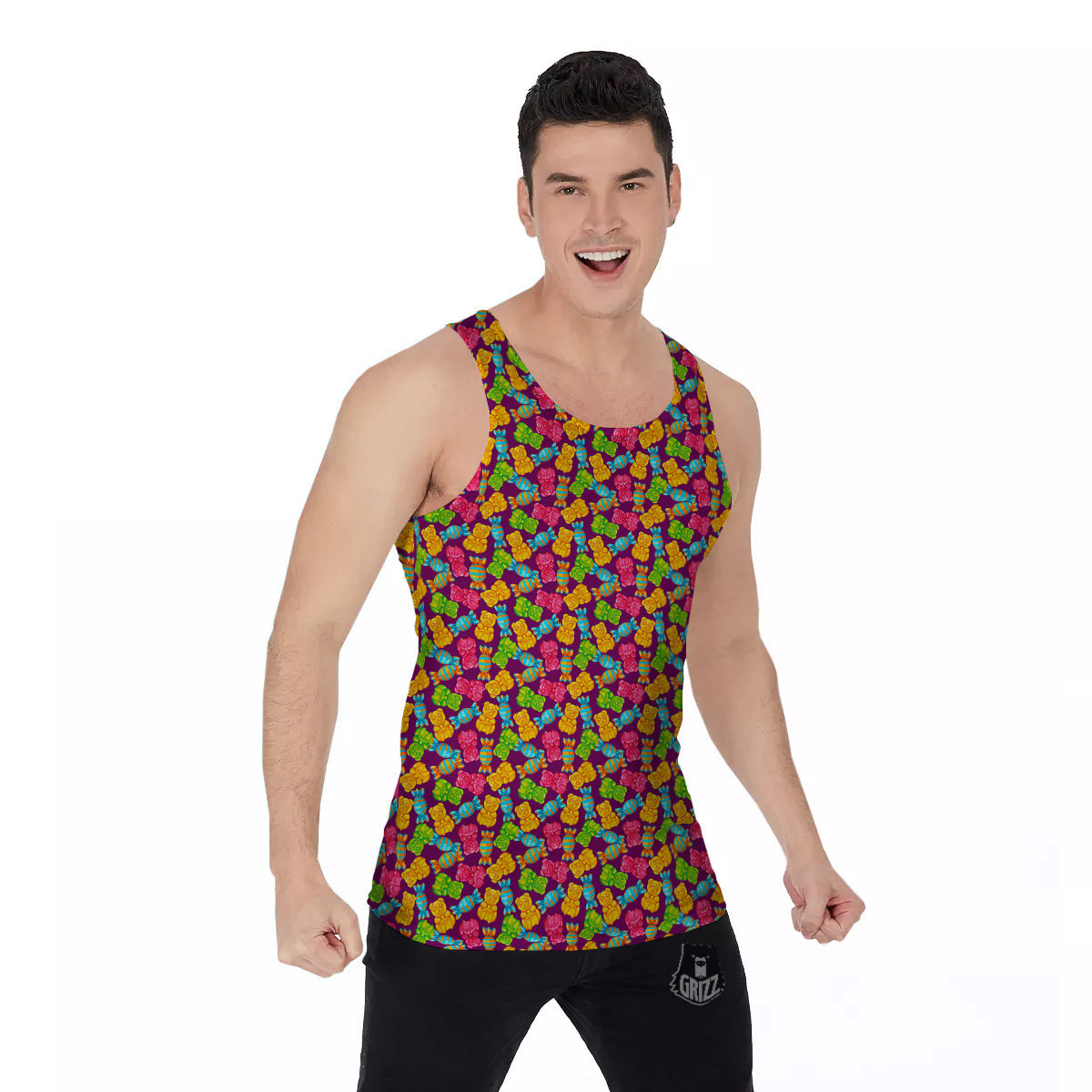 Jelly And Colorful Candy Print Men's Tank Top-grizzshop