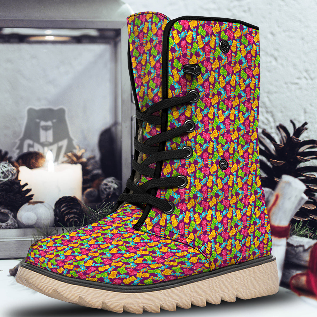 Jelly And Colorful Candy Print Snow Boots-grizzshop