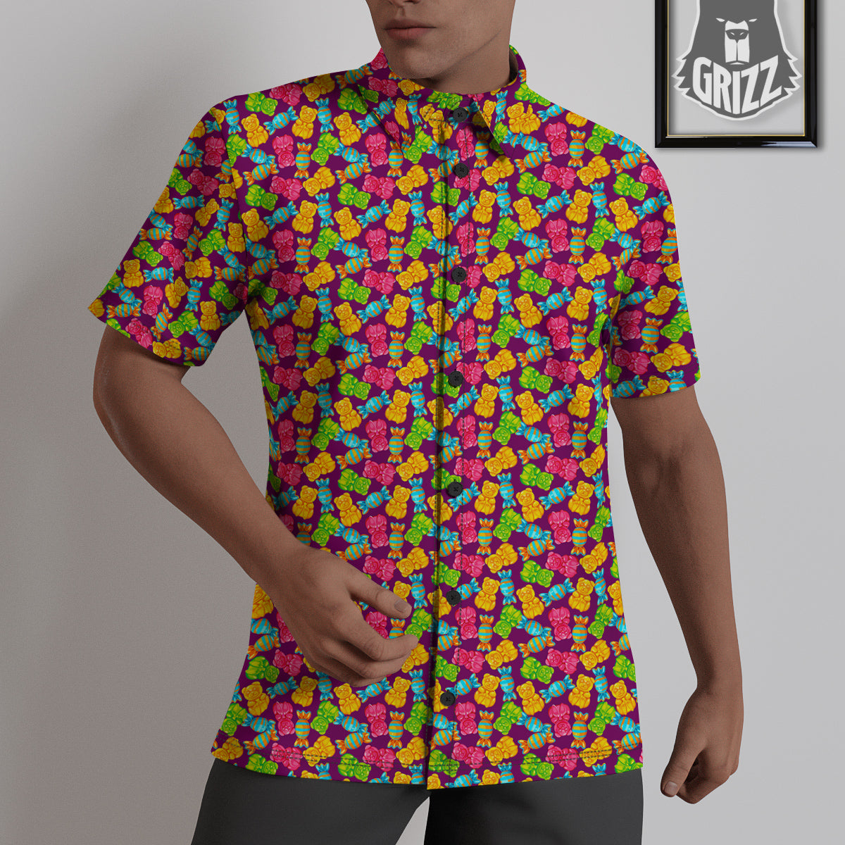 Jelly And Colorful Candy Print Untucked Shirts-grizzshop