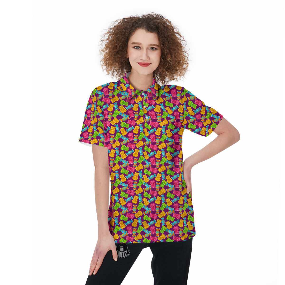 Jelly And Colorful Candy Print Women's Golf Shirts-grizzshop