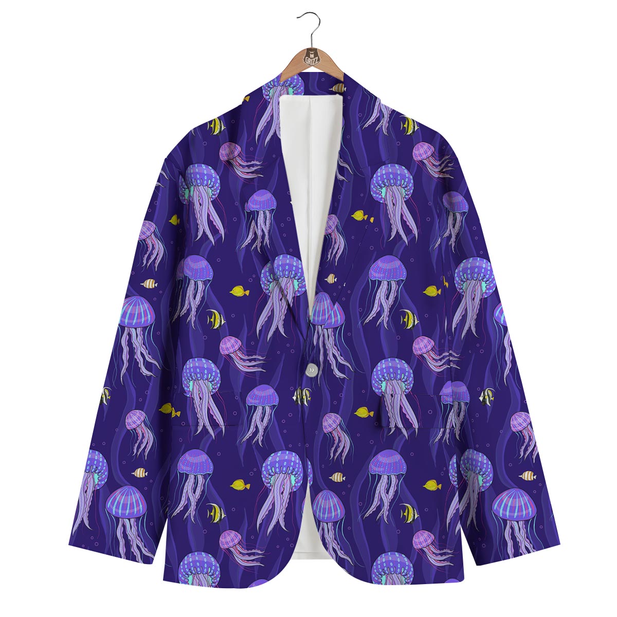 Jellyfish Cartoon Print Pattern Men's Blazer-grizzshop